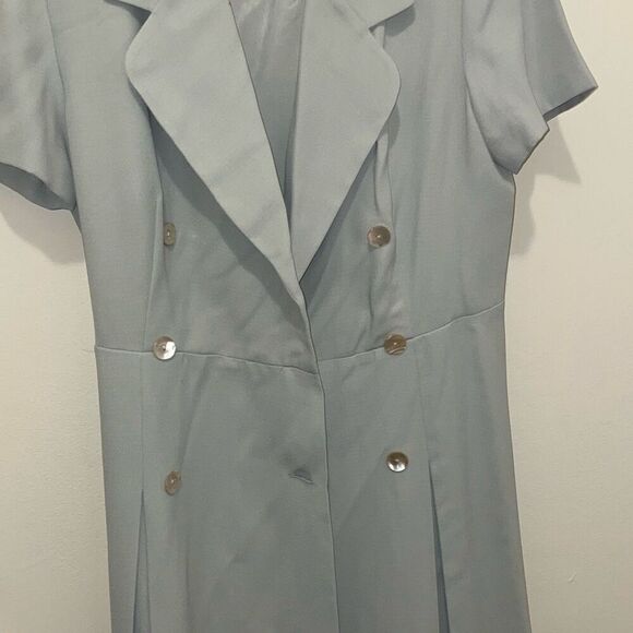 Vintage pin up double breasted button down light green a line dress petites - Picture 14 of 15